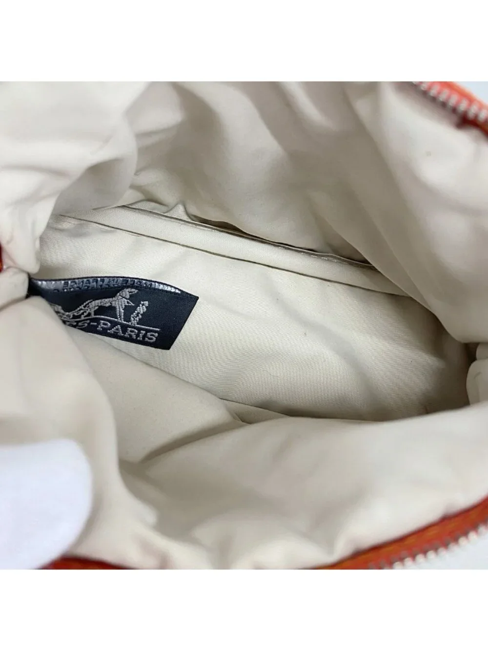 Hermes Pouch Bolide Canvas Orange Silver